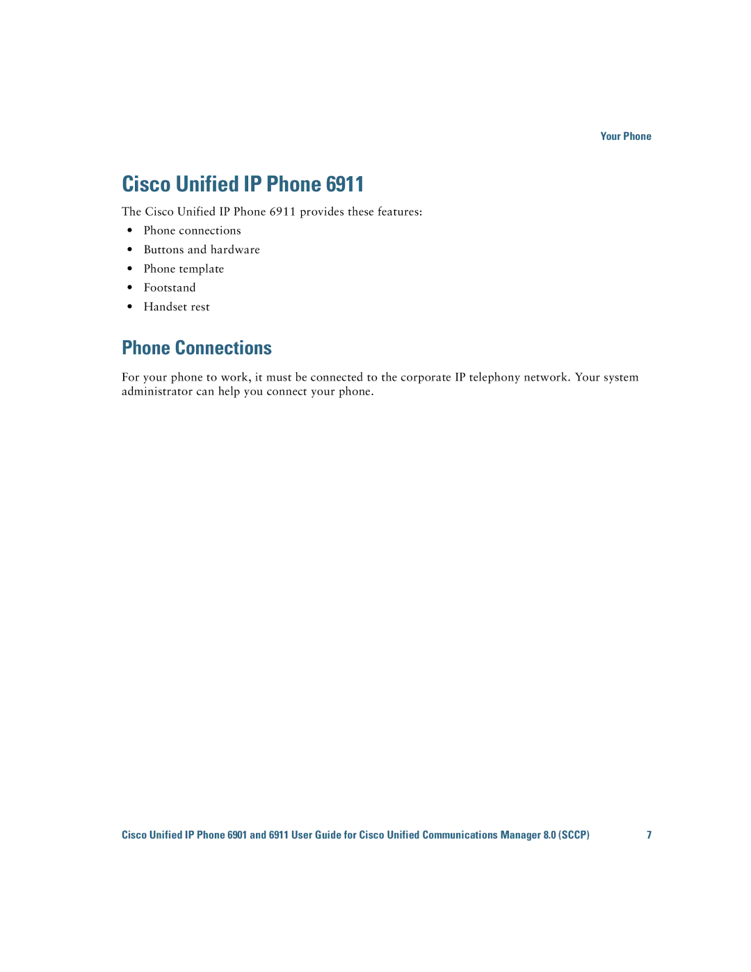 Cisco Systems 6901, 6911 manual Cisco Unified IP Phone 