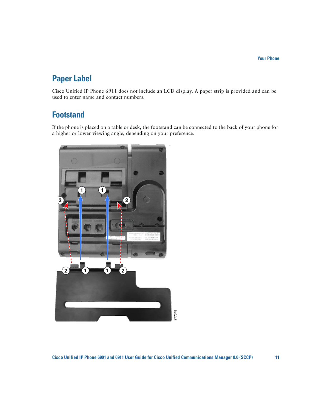 Cisco Systems 6901, 6911 manual Paper Label, Footstand 