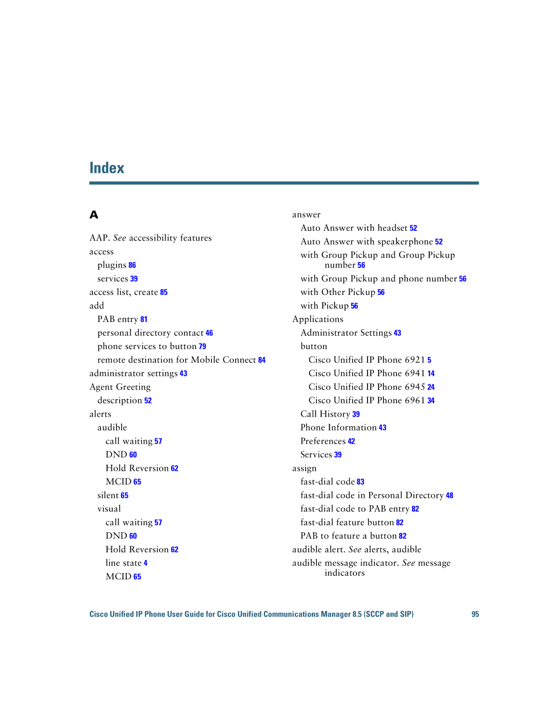 Cisco Systems 6921 manual Index 