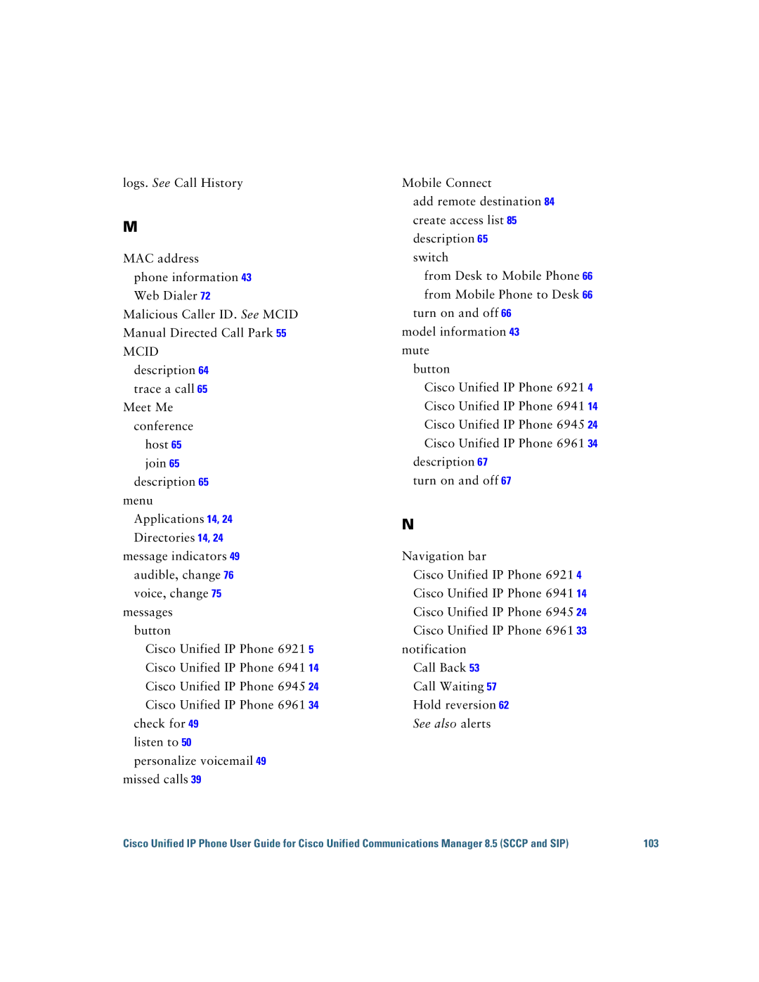 Cisco Systems 6921 manual 103 