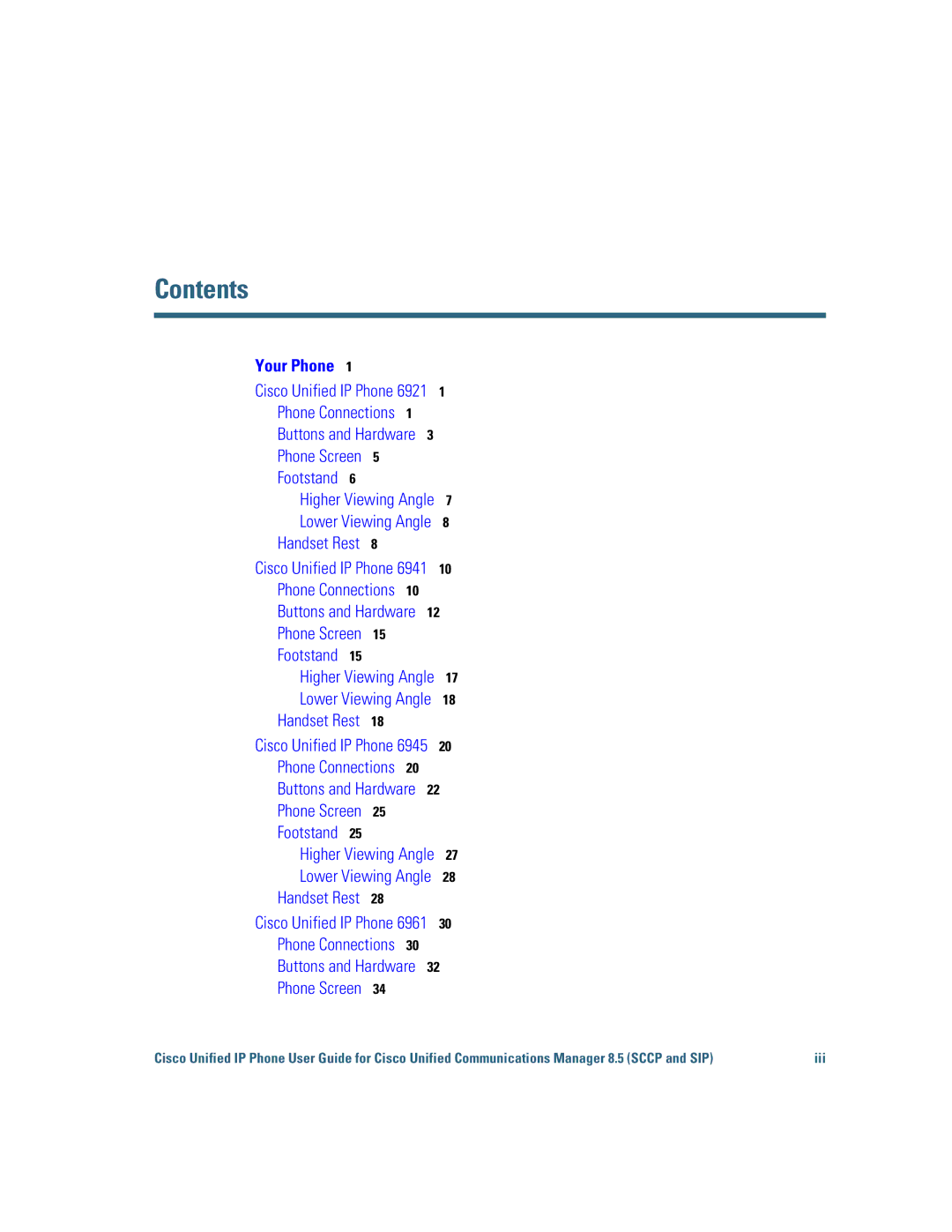 Cisco Systems 6921 manual Contents 