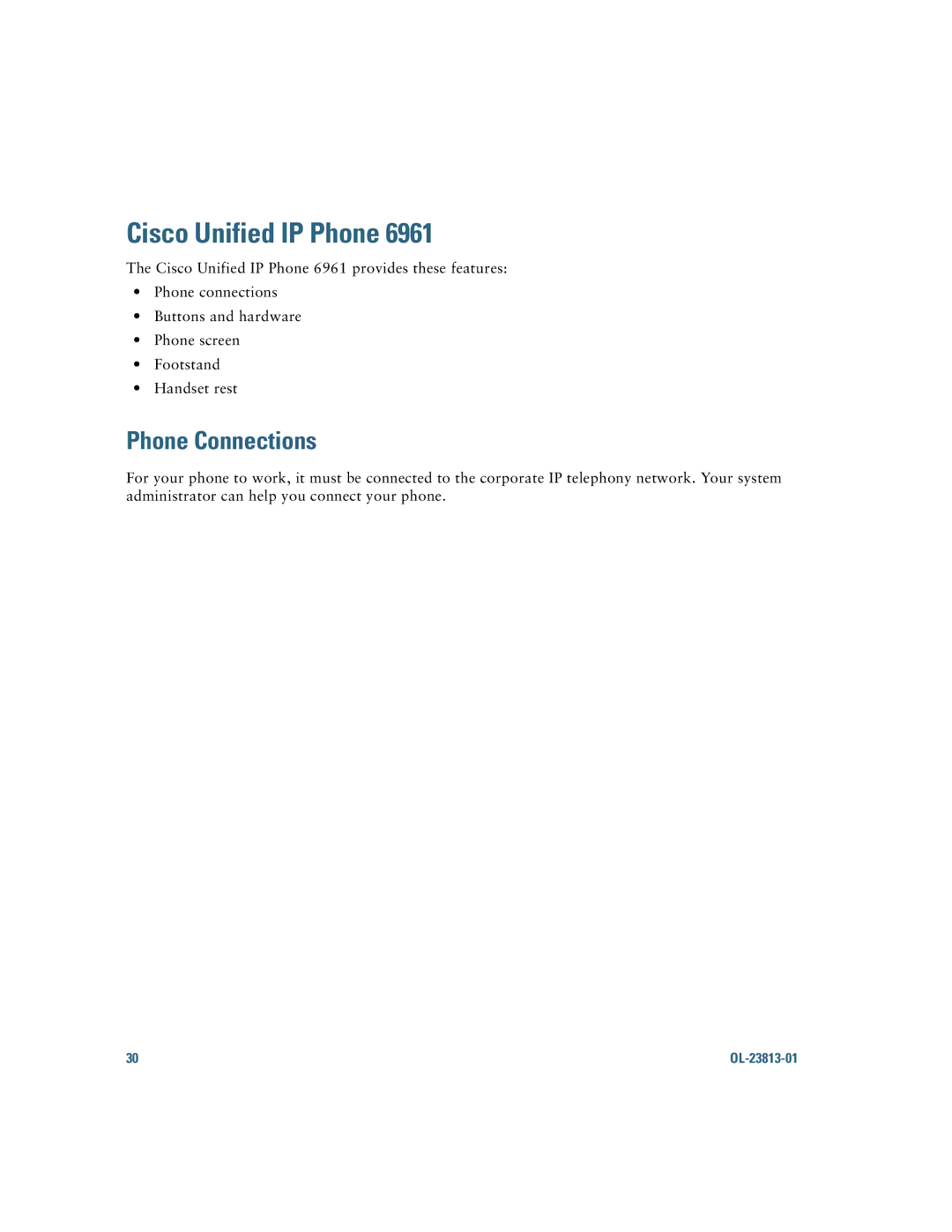 Cisco Systems 6921 manual Cisco Unified IP Phone 