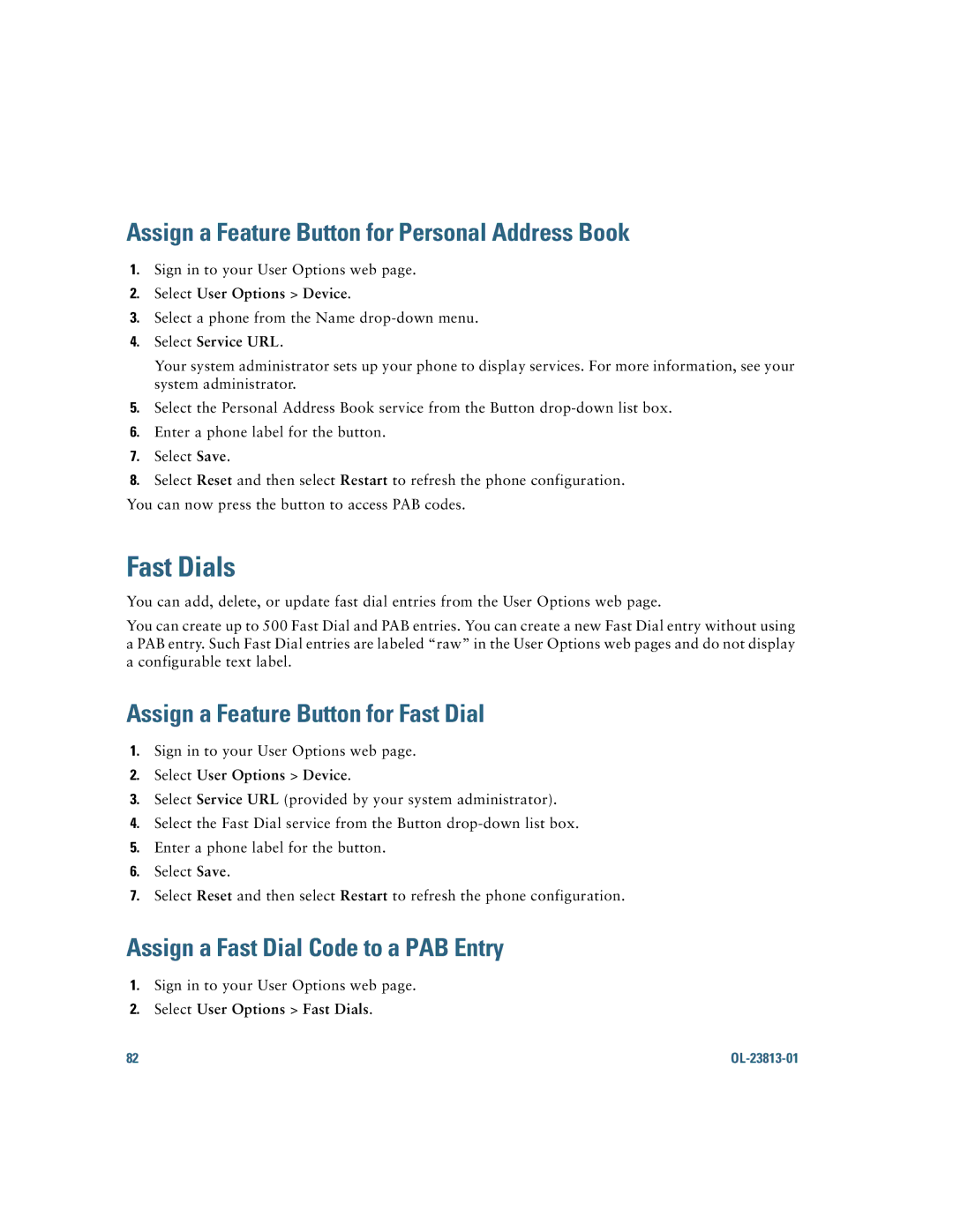 Cisco Systems 6921 Fast Dials, Assign a Feature Button for Personal Address Book, Assign a Feature Button for Fast Dial 