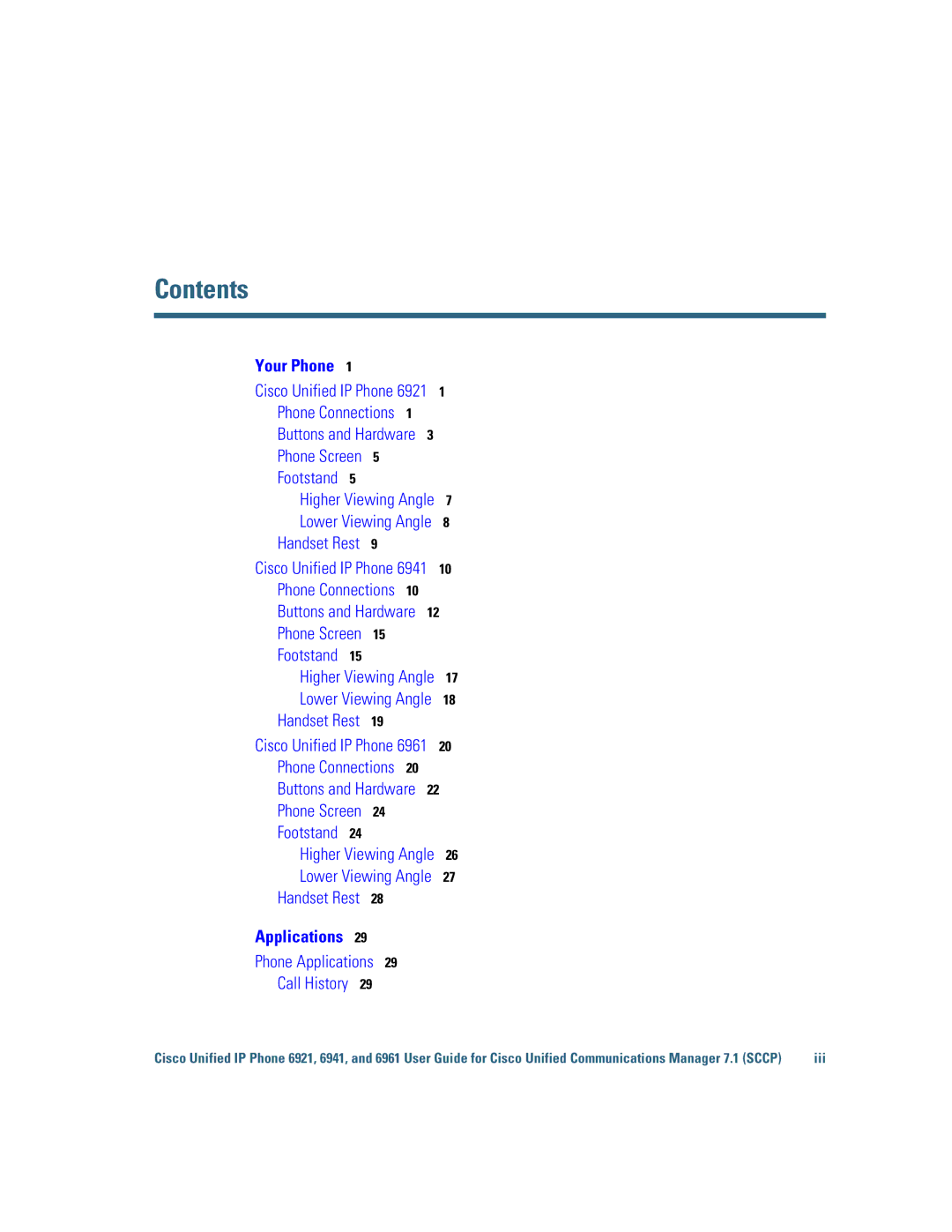 Cisco Systems 6921 manual Contents 