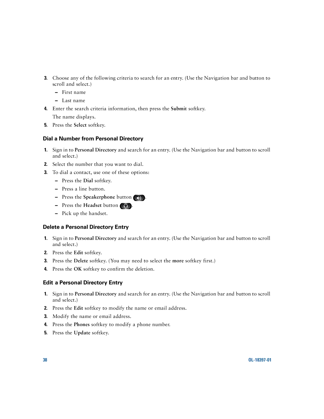 Cisco Systems 6921 manual Dial a Number from Personal Directory 