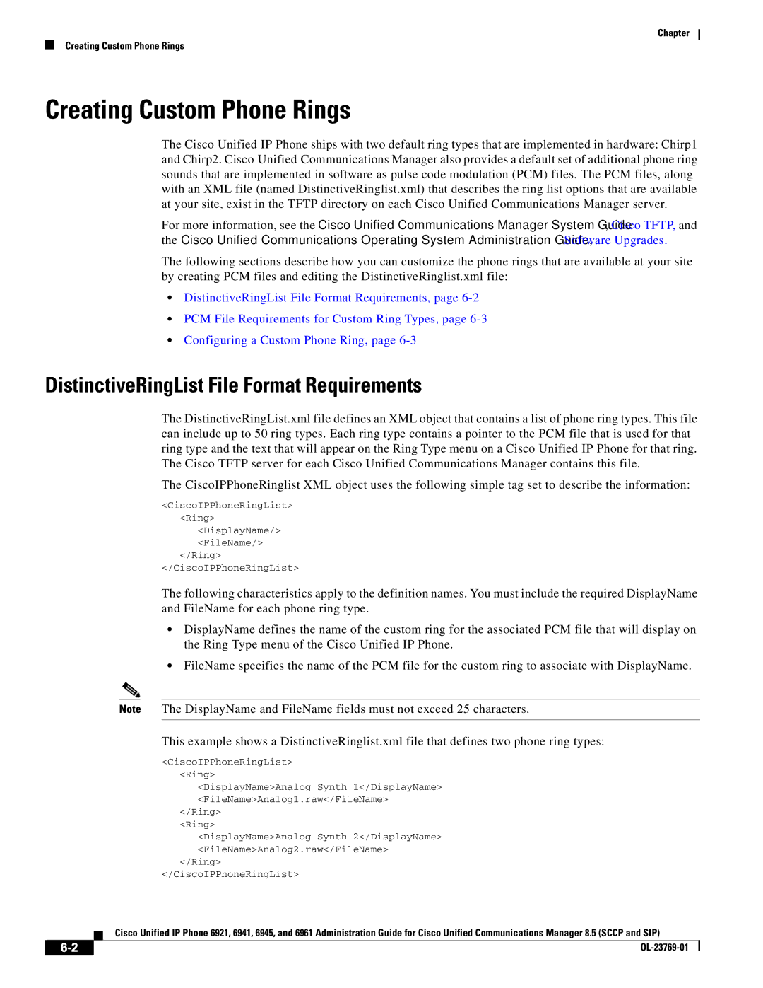 Cisco Systems 6921 manual Creating Custom Phone Rings, DistinctiveRingList File Format Requirements 