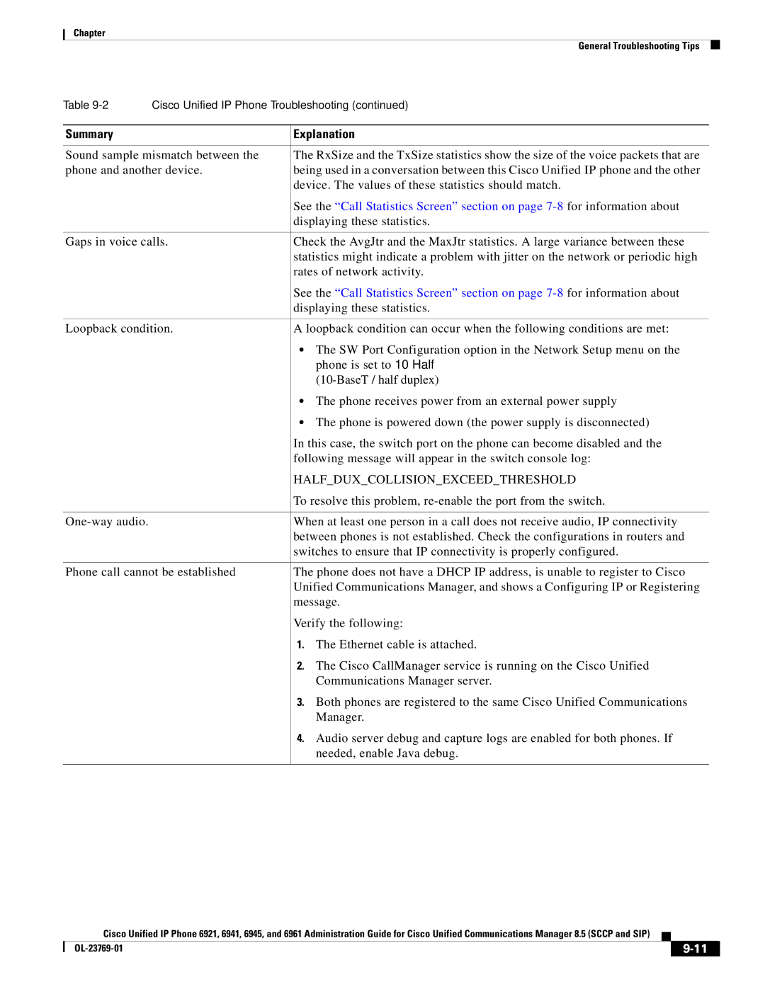 Cisco Systems 6921 manual Halfduxcollisionexceedthreshold, To resolve this problem, re-enable the port from the switch 