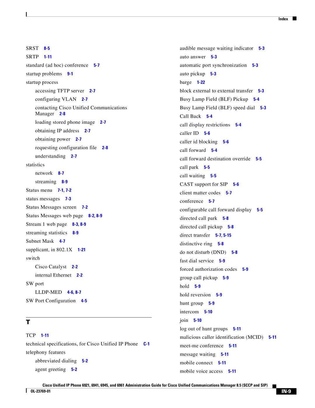 Cisco Systems 6921 manual Srst Srtp, Status messages Status Messages screen Status Messages web, Stream 1 web, Lldp-Med 