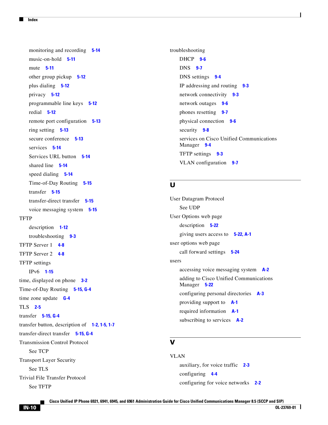 Cisco Systems 6921 manual Time zone update TLS Transfer, Transfer button, description, Vlan 