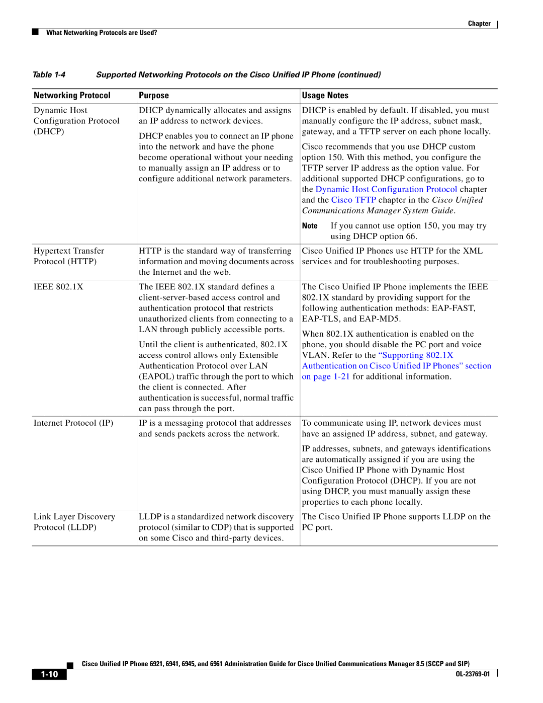 Cisco Systems 6921 manual Dhcp, Dynamic Host Configuration Protocol chapter, Communications Manager System Guide 