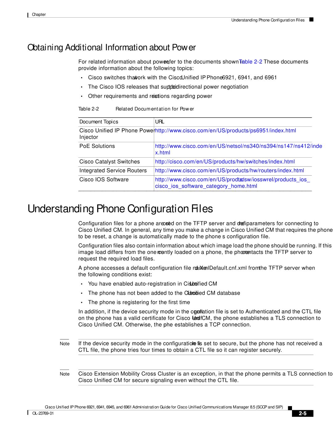 Cisco Systems 6921 manual Understanding Phone Configuration Files, Obtaining Additional Information about Power 