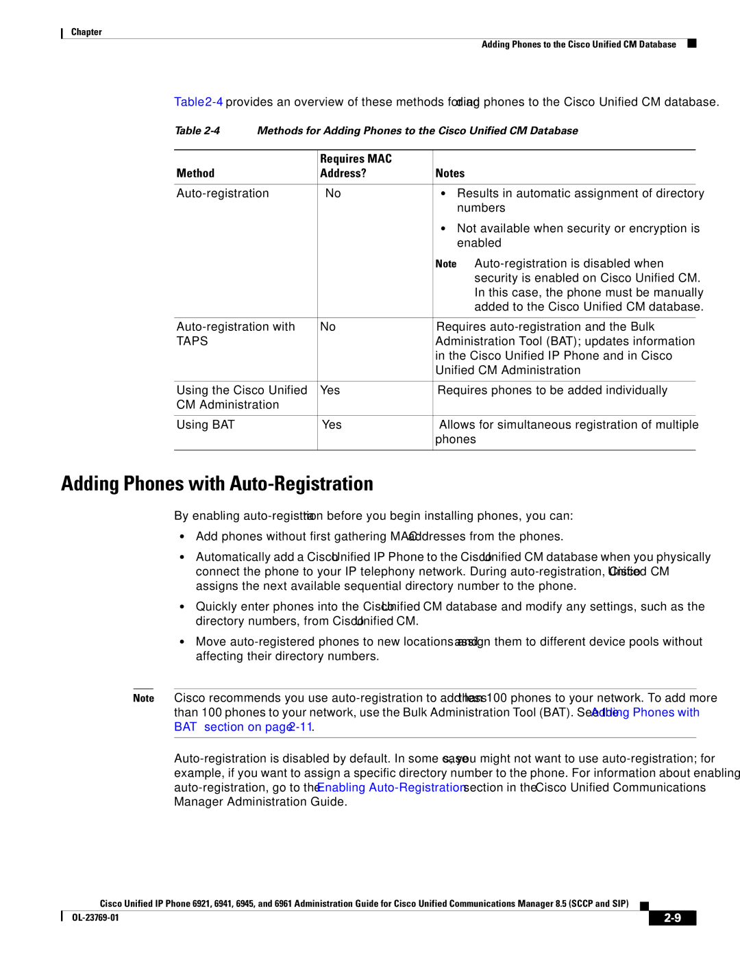 Cisco Systems 6921 manual Adding Phones with Auto-Registration, Requires MAC Method Address?, Taps 