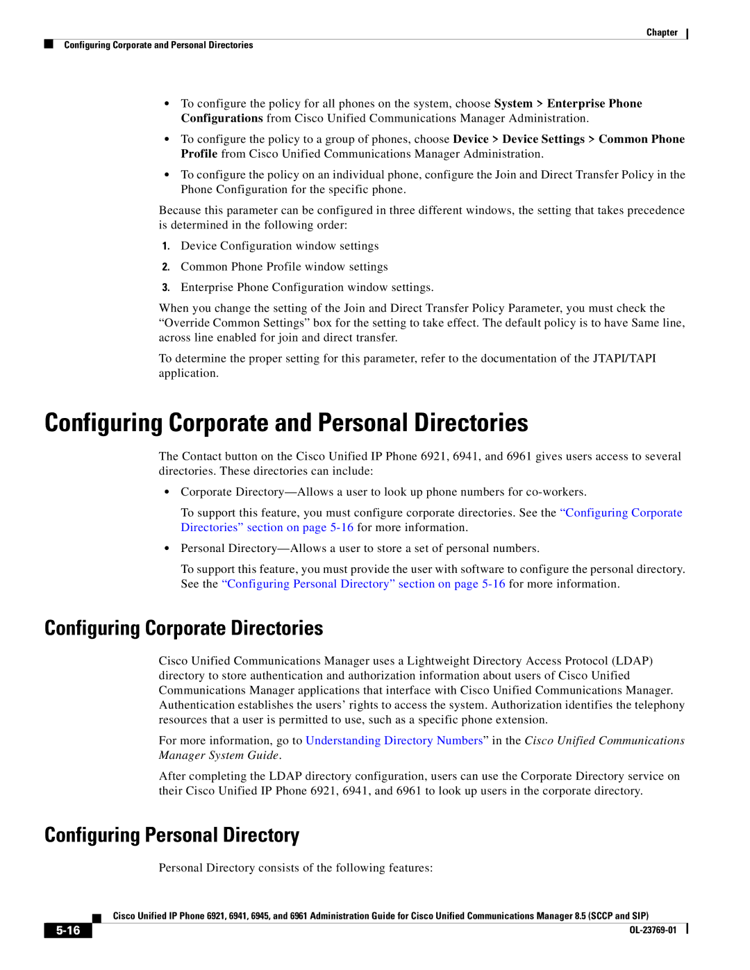 Cisco Systems 6921 manual Configuring Corporate and Personal Directories, Configuring Corporate Directories 