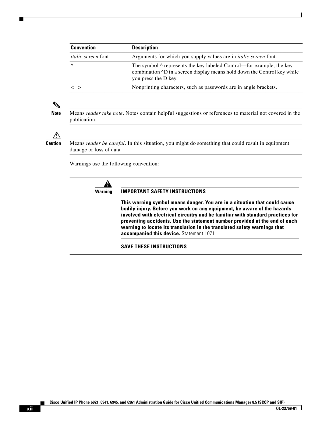 Cisco Systems 6945 manual Convention Description 