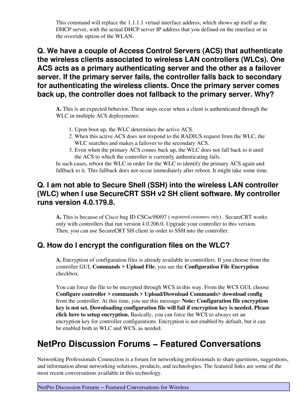 Cisco Systems 69561 manual NetPro Discussion Forums − Featured Conversations 