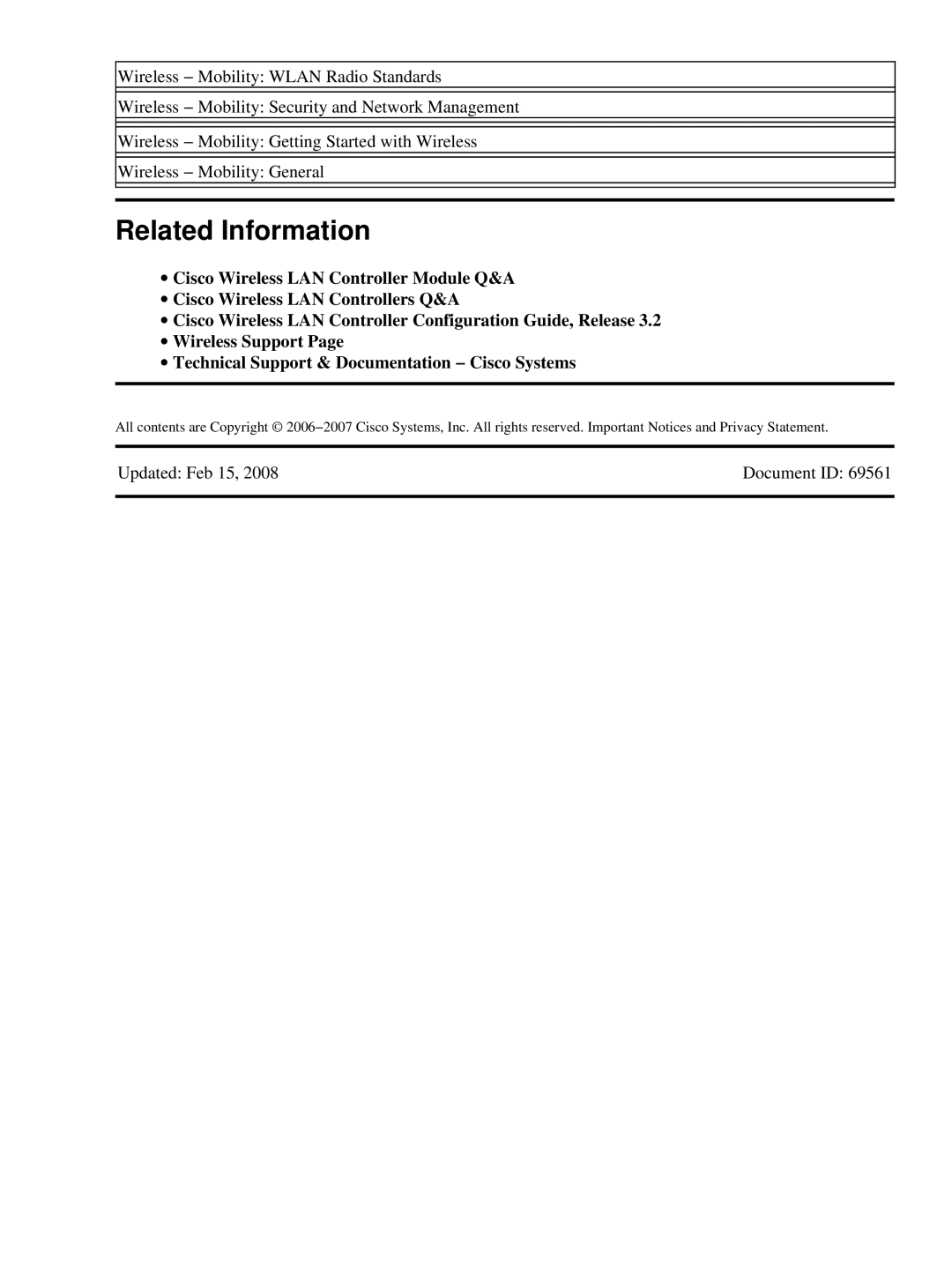 Cisco Systems 69561 manual Related Information 