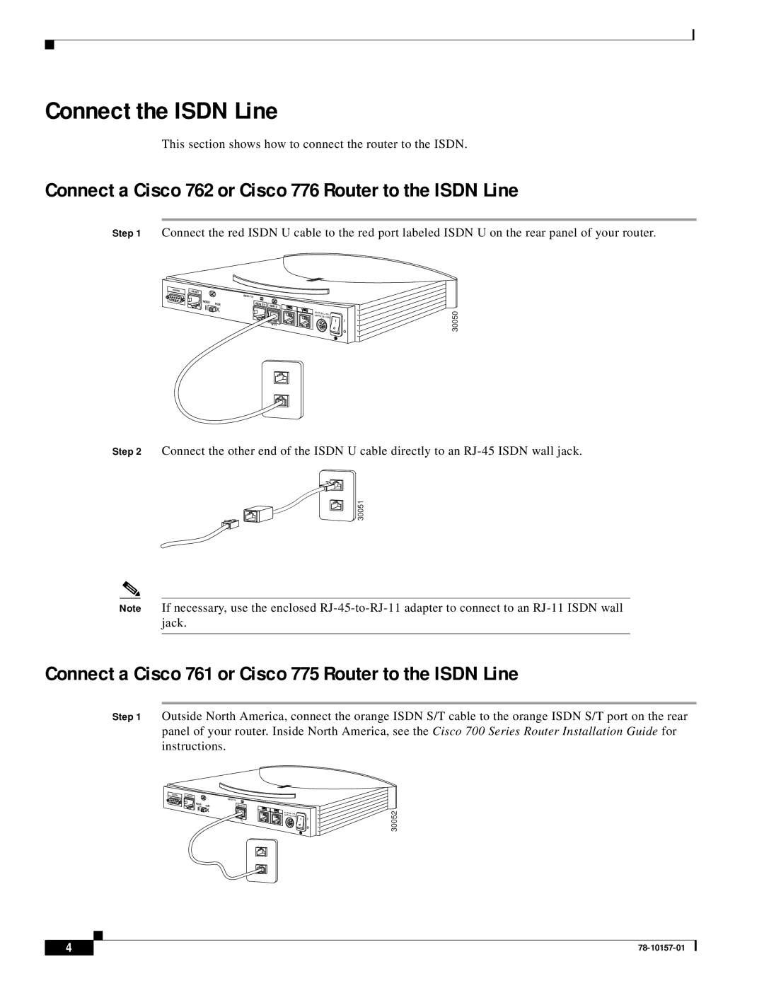 Cisco Systems 700 Series quick start Connect the Isdn Line, Connect a Cisco 762 or Cisco 776 Router to the Isdn Line 