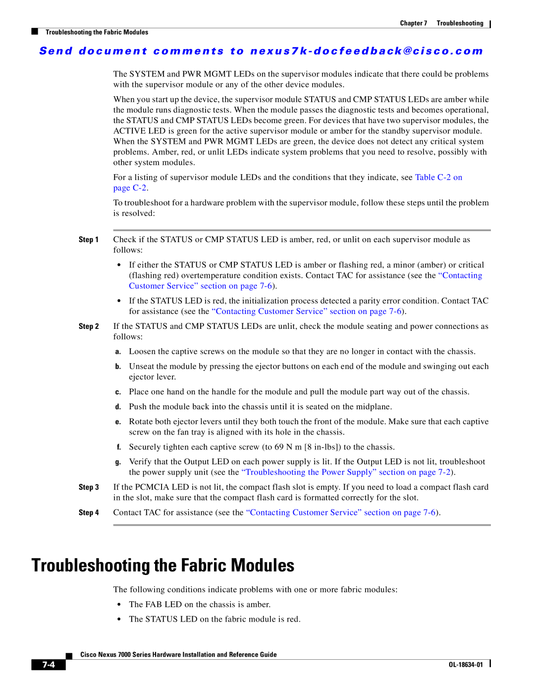 Cisco Systems N7KC7018RF, 7000, UCSCPCIECSC02, N7KC7004, N7KF248XP25E, N7KF248XT25E manual Troubleshooting the Fabric Modules 