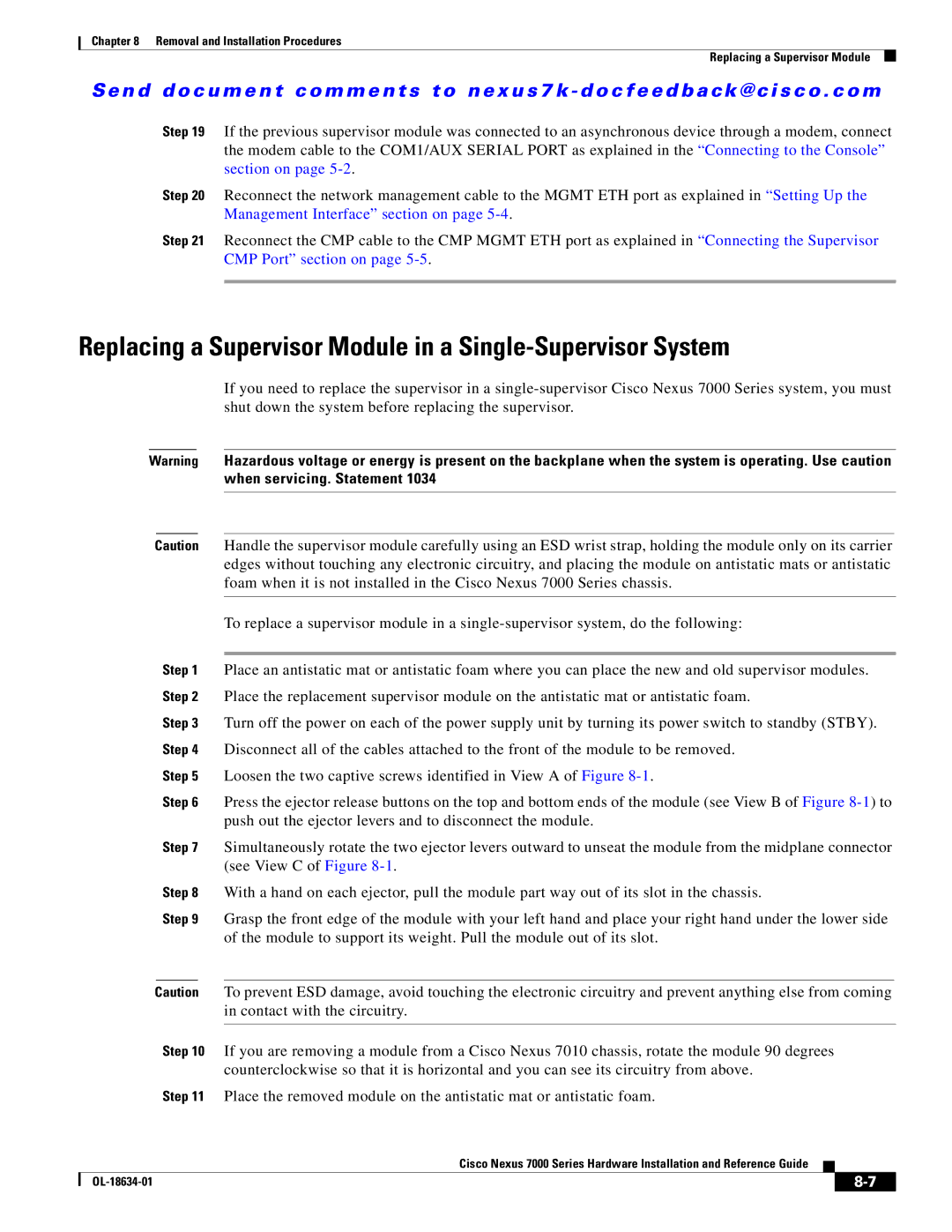 Cisco Systems N7KC7018RF, 7000, UCSCPCIECSC02, N7KC7004 manual Replacing a Supervisor Module in a Single-Supervisor System 