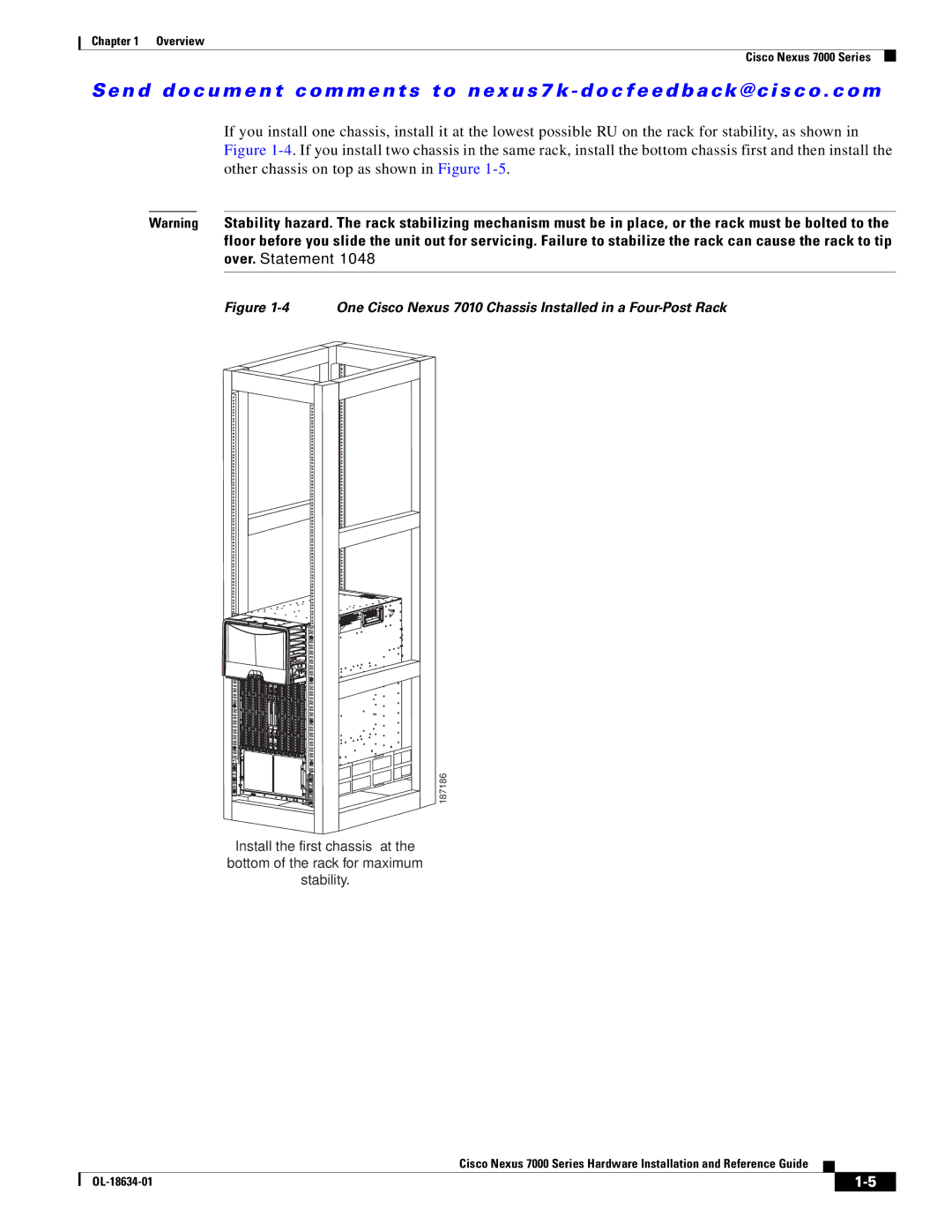 Cisco Systems N7KF248XT25E, 7000, UCSCPCIECSC02, N7KC7004 manual One Cisco Nexus 7010 Chassis Installed in a Four-Post Rack 