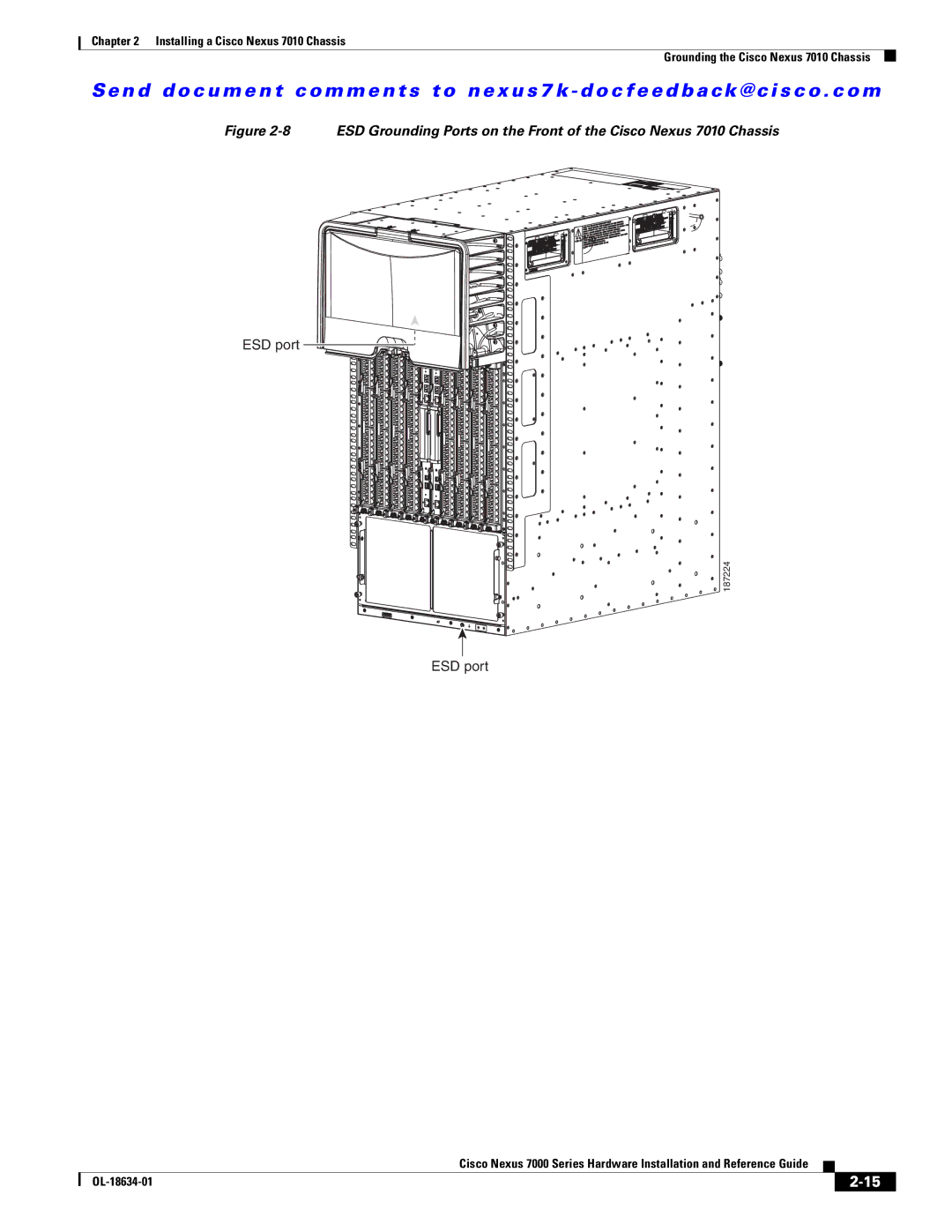 Cisco Systems 7000, UCSCPCIECSC02, N7KC7018RF, N7KF248XP25E, N7KF248XT25EP1, N6KC600164P, N7KC7004S2 manual ESD port 