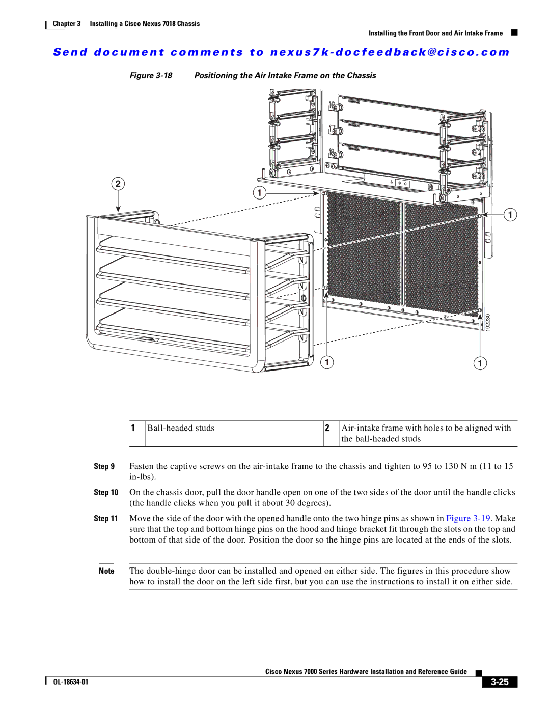 Cisco Systems N7KC7018RF, 7000, UCSCPCIECSC02, N7KC7004, N7KF248XP25E manual Positioning the Air Intake Frame on the Chassis 