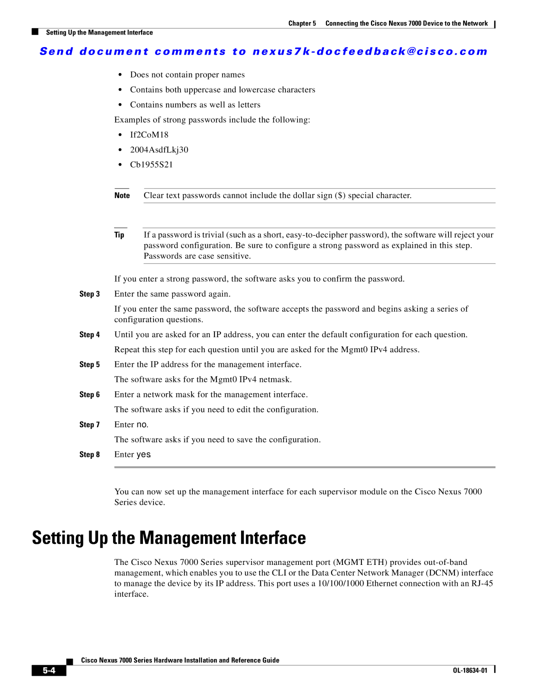 Cisco Systems N6KC600164P, 7000, UCSCPCIECSC02, N7KC7004, N7KC7018RF, N7KF248XP25E manual Setting Up the Management Interface 