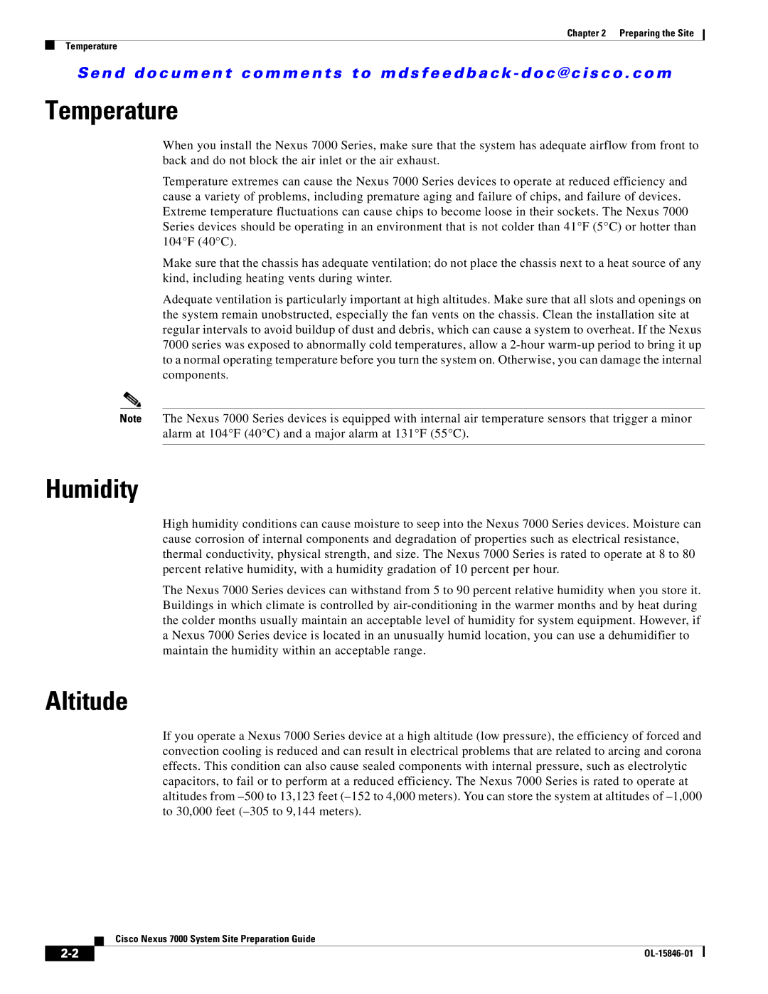 Cisco Systems 7000 manual Temperature, Humidity, Altitude 