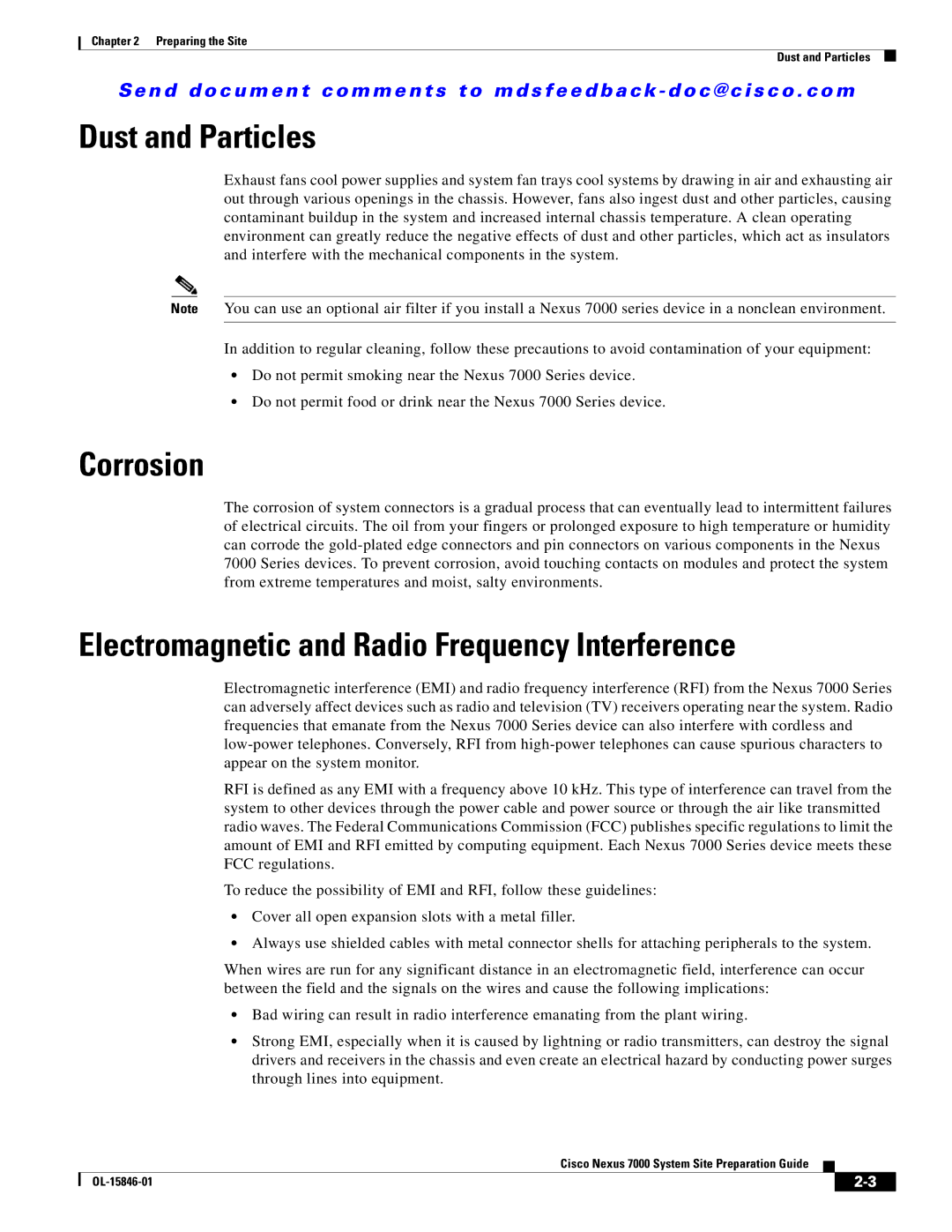 Cisco Systems 7000 manual Dust and Particles, Corrosion, Electromagnetic and Radio Frequency Interference 