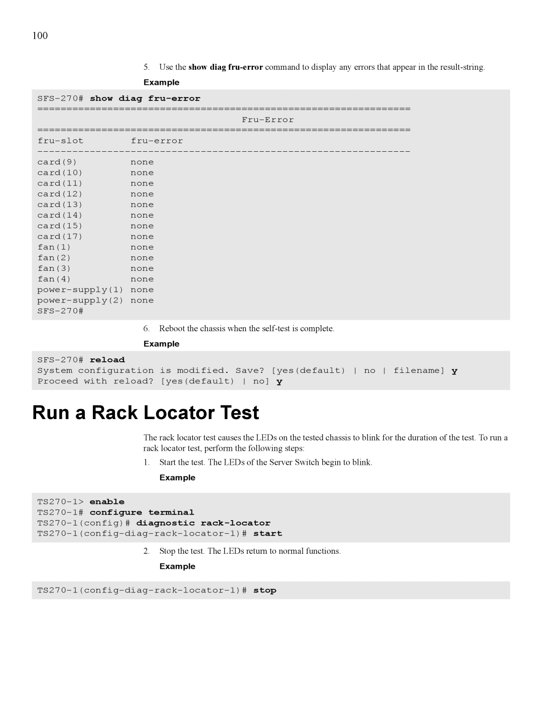 Cisco Systems 7008, 270 manual Run a Rack Locator Test, 100 