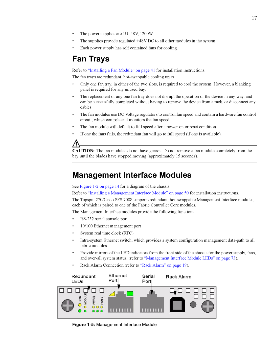 Cisco Systems 270, 7008 manual Fan Trays, Management Interface Modules 