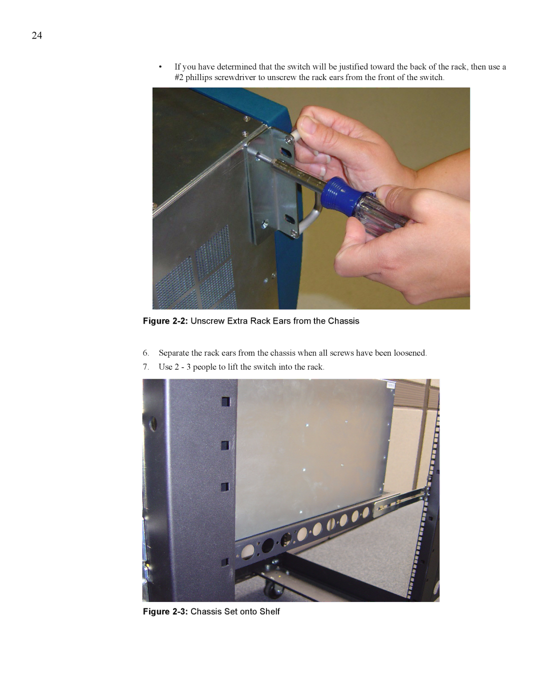 Cisco Systems 7008, 270 manual 2Unscrew Extra Rack Ears from the Chassis 