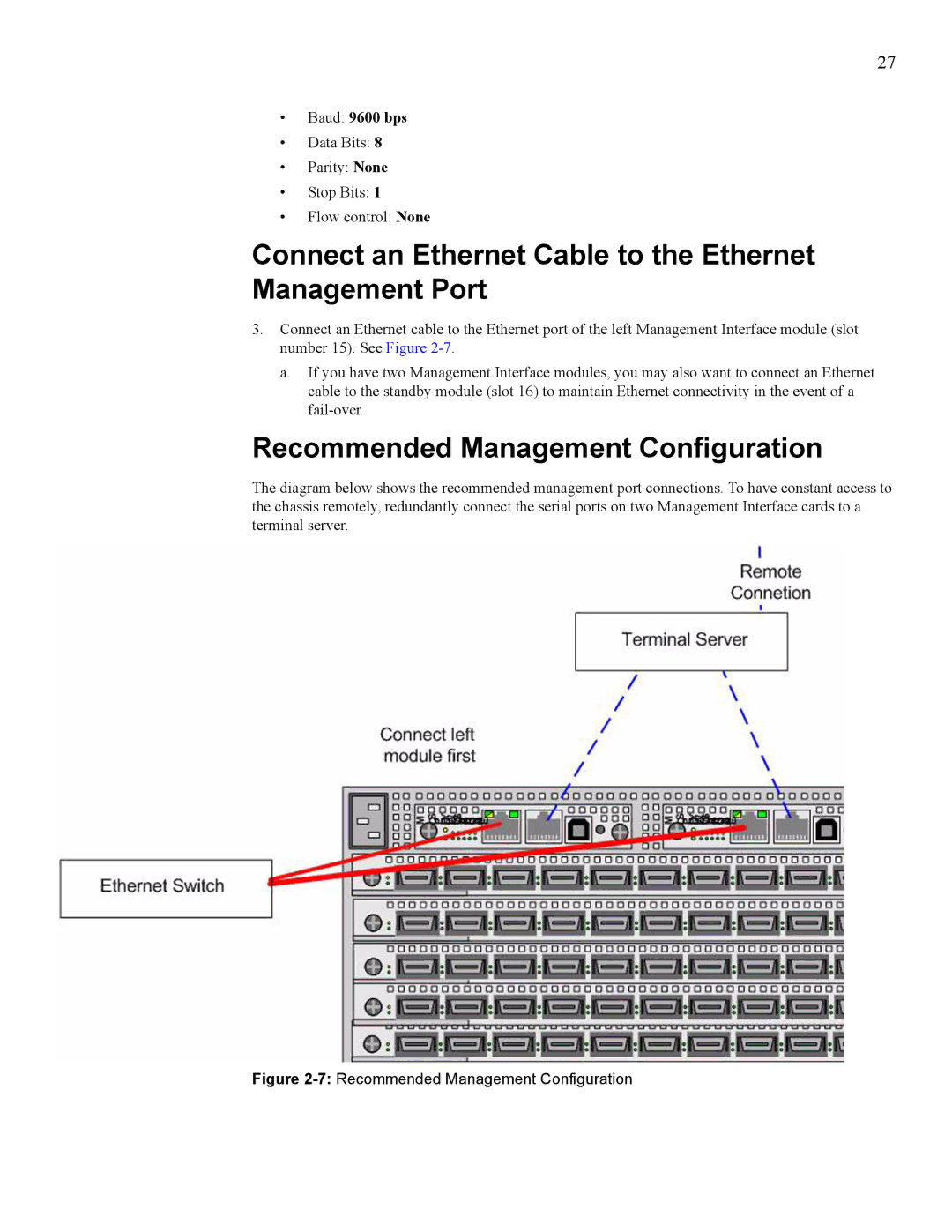 Cisco Systems 270, 7008 Connect an Ethernet Cable to the Ethernet Management Port, Recommended Management Configuration 