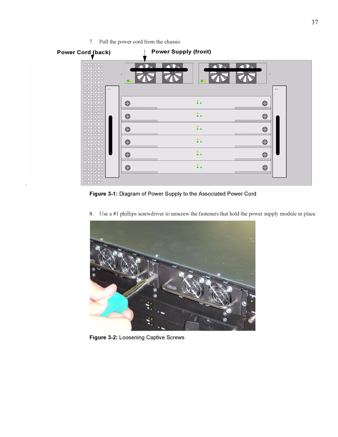 Cisco Systems 270, 7008 manual Power Cord back Power Supply front 