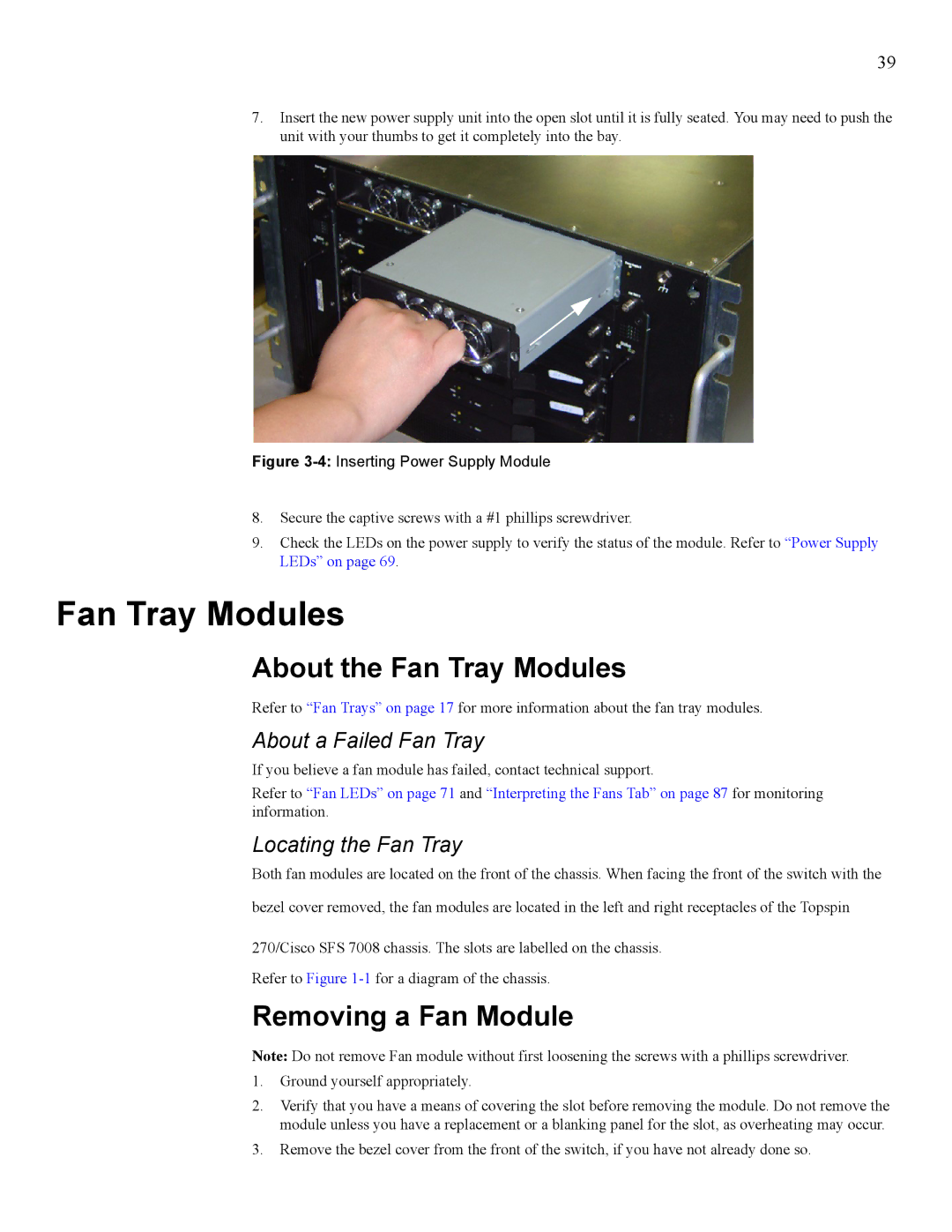 Cisco Systems 270 About the Fan Tray Modules, Removing a Fan Module, About a Failed Fan Tray, Locating the Fan Tray 