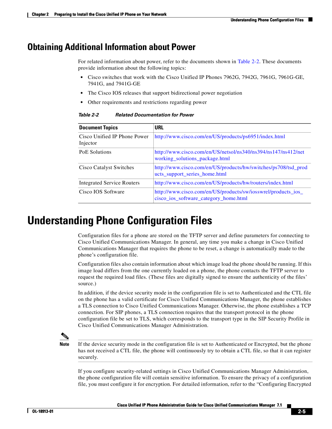 Cisco Systems 71 manual Understanding Phone Configuration Files, Obtaining Additional Information about Power, Injector 