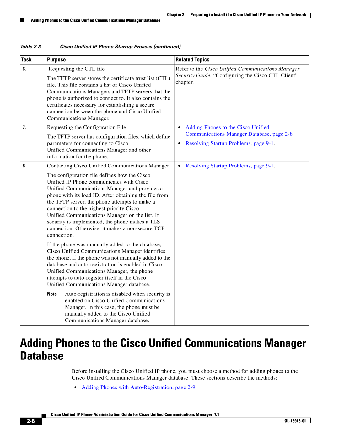Cisco Systems 71 manual Adding Phones to the Cisco Unified Communications Manager Database, Purpose, Related Topics 