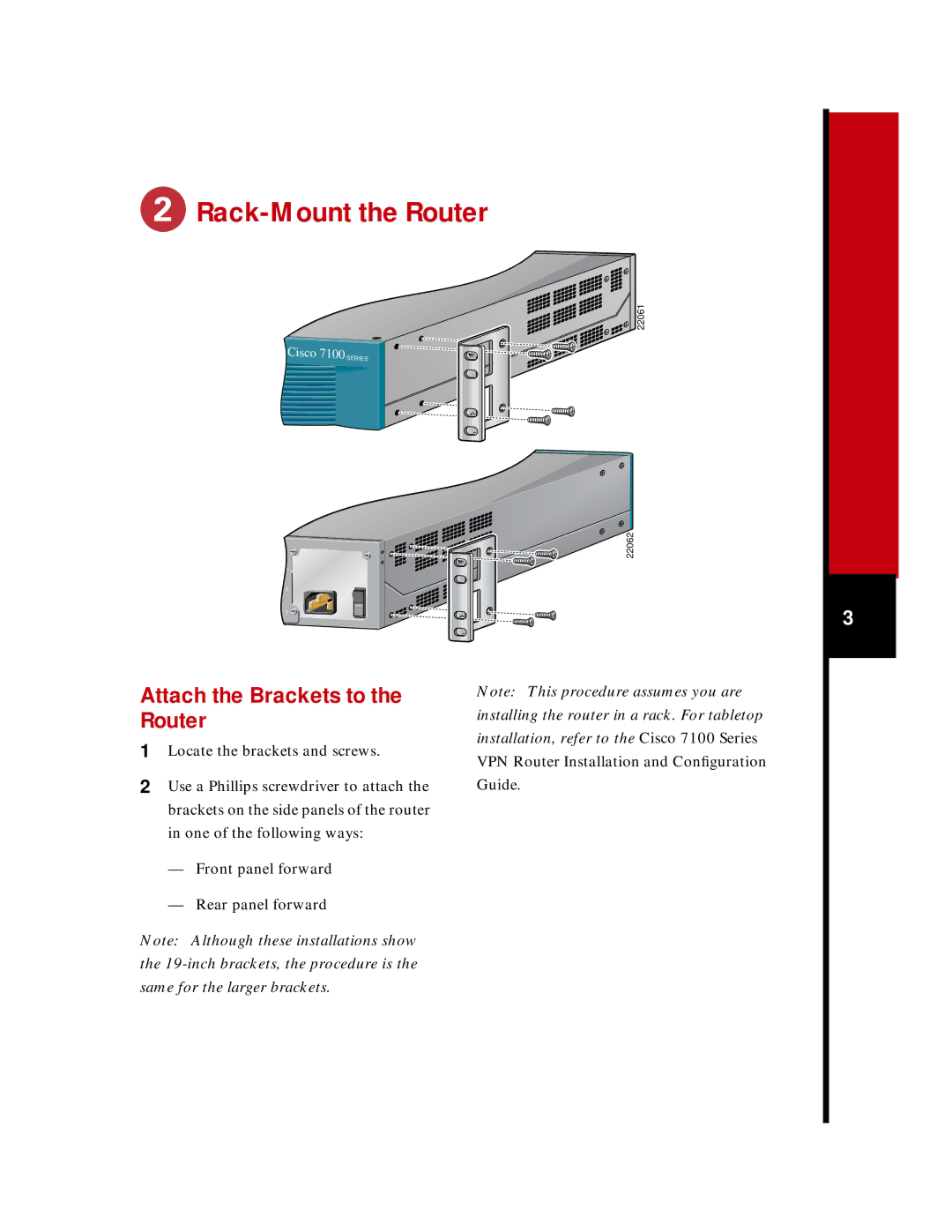 Cisco Systems 7100 Series quick start Rack-Mount the Router 