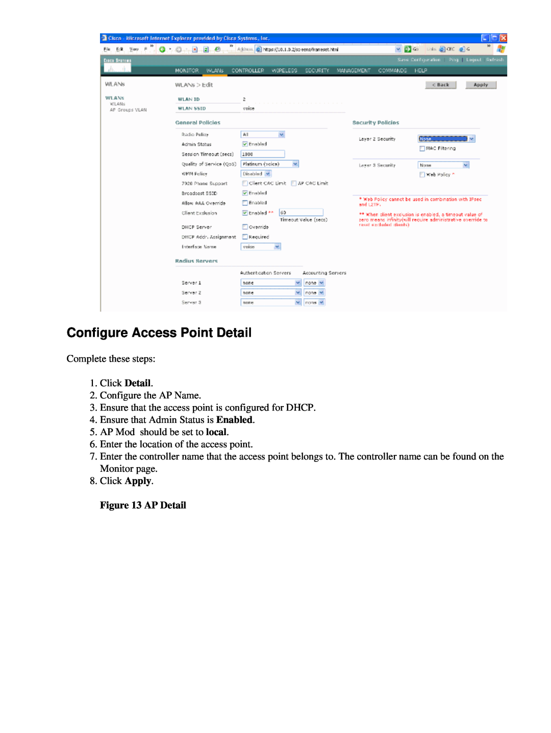 Cisco Systems 71642 manual Configure Access Point Detail, AP Detail 
