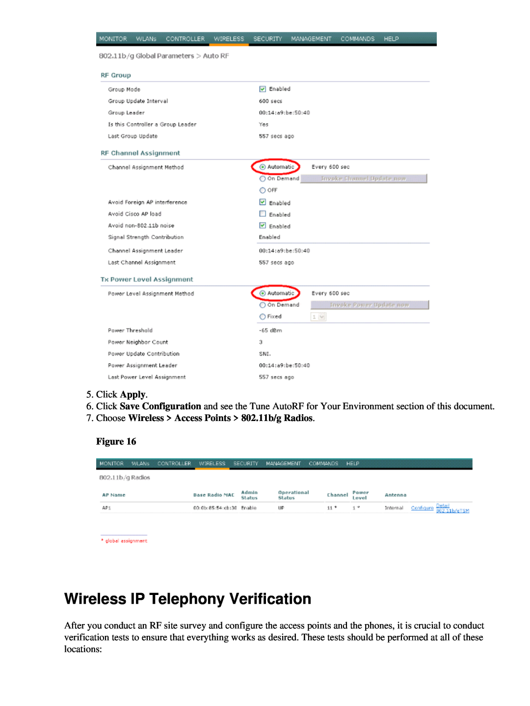 Cisco Systems 71642 manual Wireless IP Telephony Verification, Choose Wireless Access Points 802.11b/g Radios 