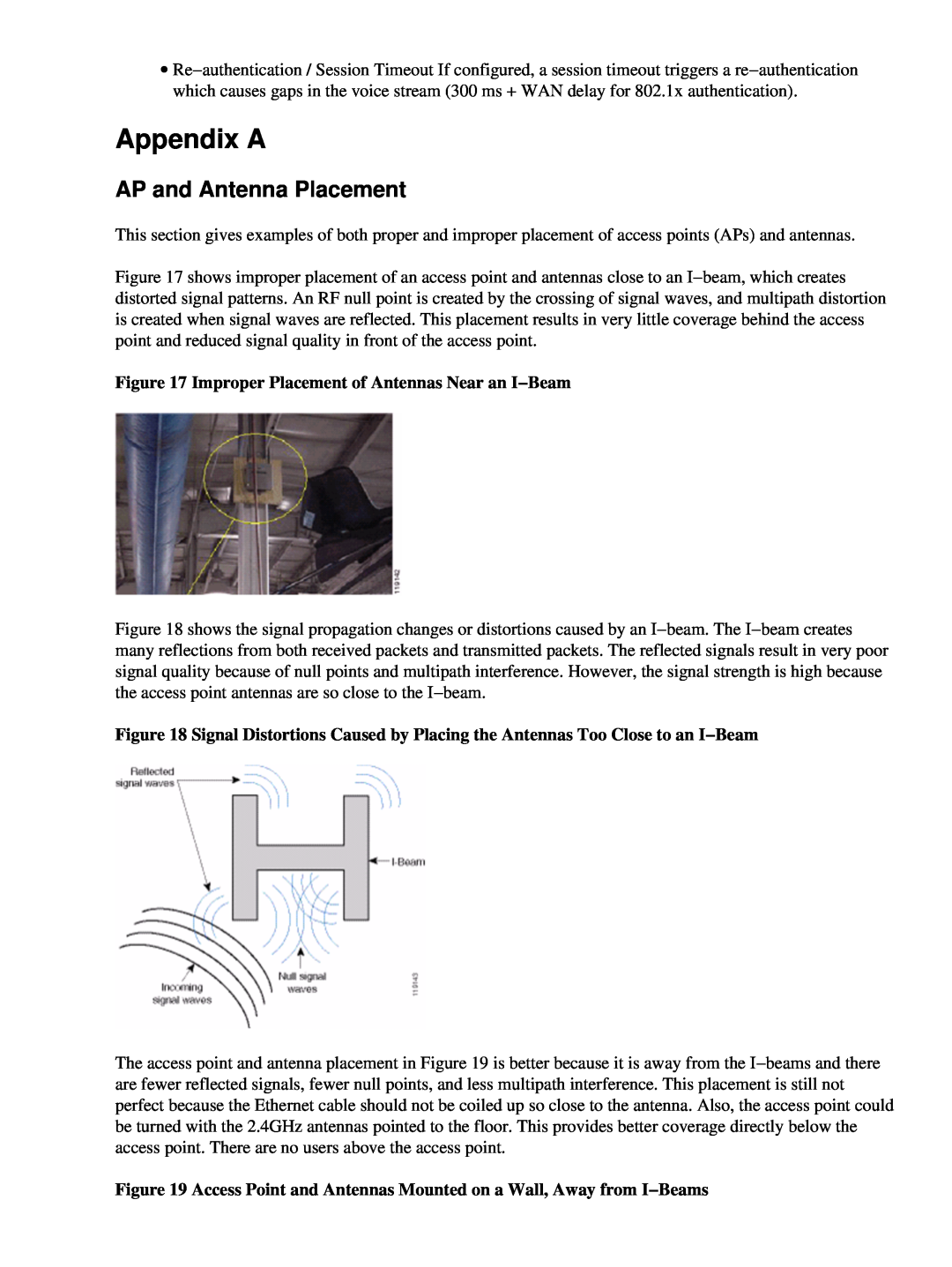 Cisco Systems 71642 manual Appendix A, AP and Antenna Placement, Improper Placement of Antennas Near an I−Beam 