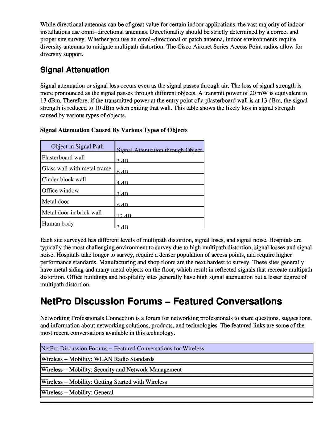 Cisco Systems 71642 manual NetPro Discussion Forums − Featured Conversations, Signal Attenuation 