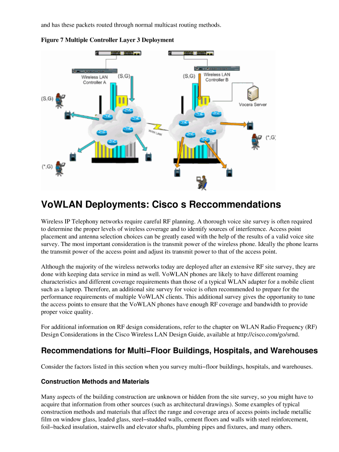 Cisco Systems 71642 manual VoWLAN Deployments Ciscos Reccommendations, Construction Methods and Materials 