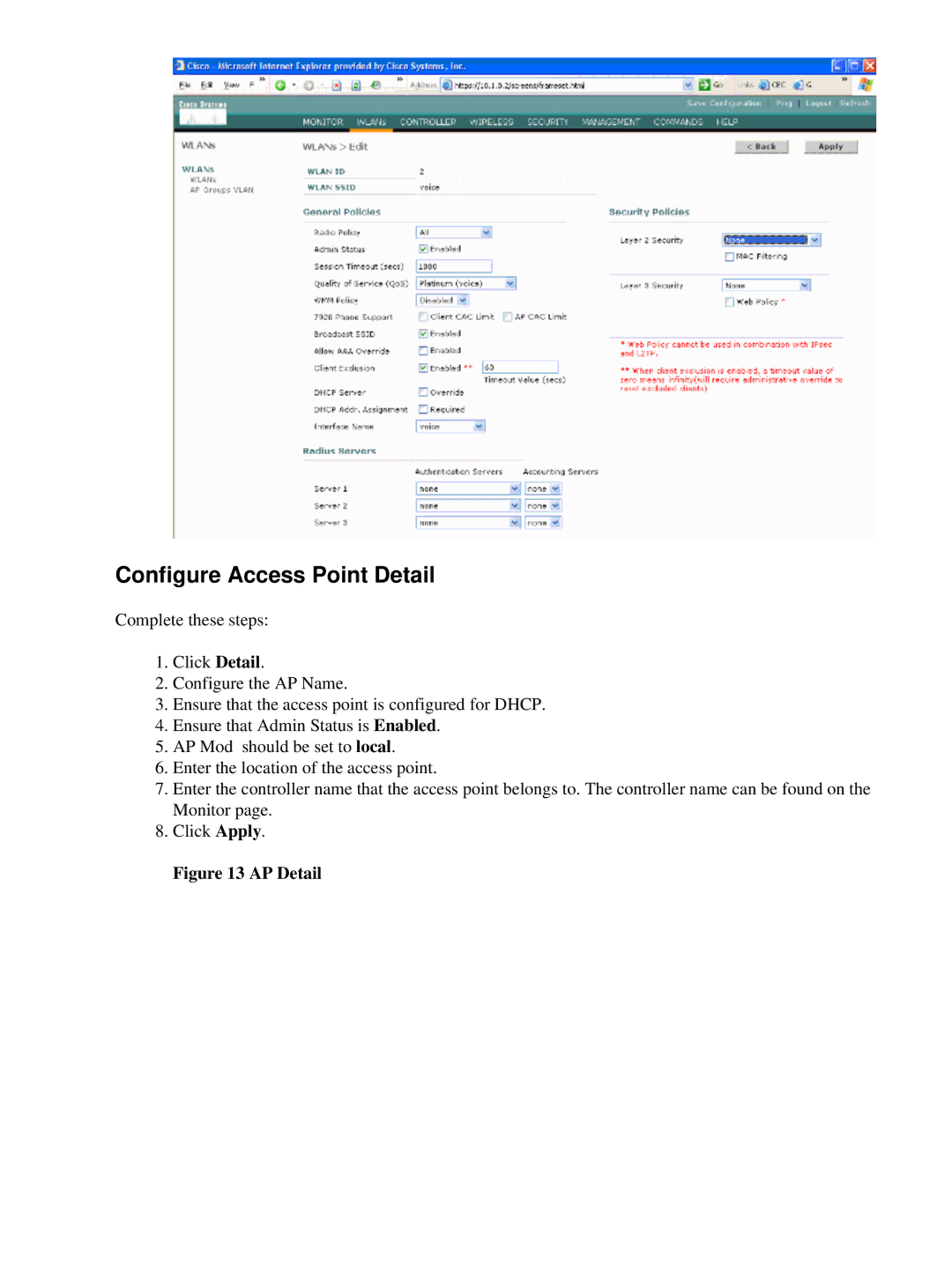 Cisco Systems 71642 manual Configure Access Point Detail, AP Detail 