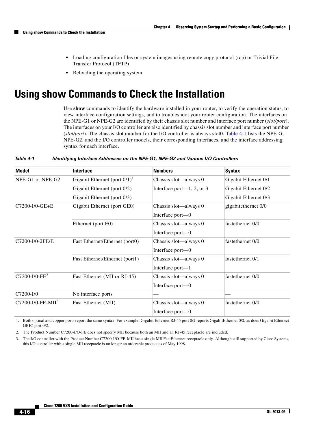 Cisco Systems 7200 VXR manual Using show Commands to Check the Installation, 4-16 