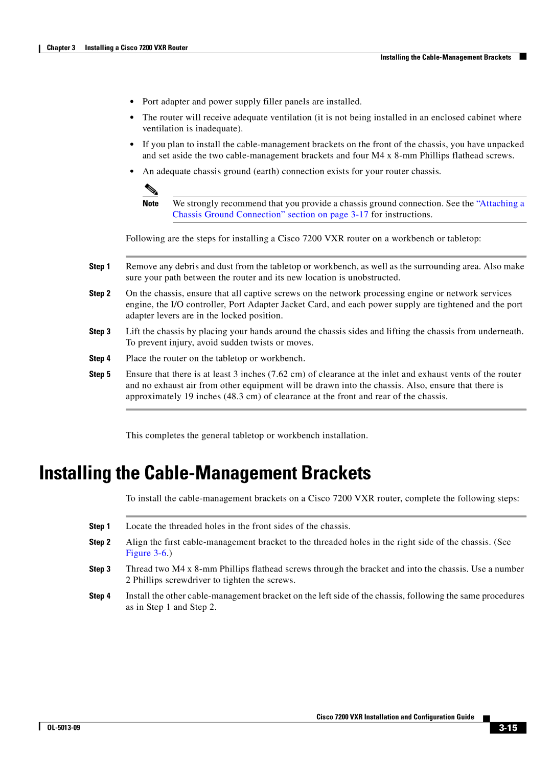 Cisco Systems 7200 VXR manual Installing the Cable-Management Brackets 