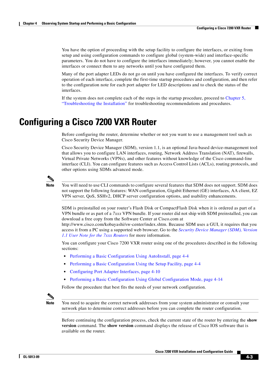 Cisco Systems manual Configuring a Cisco 7200 VXR Router 