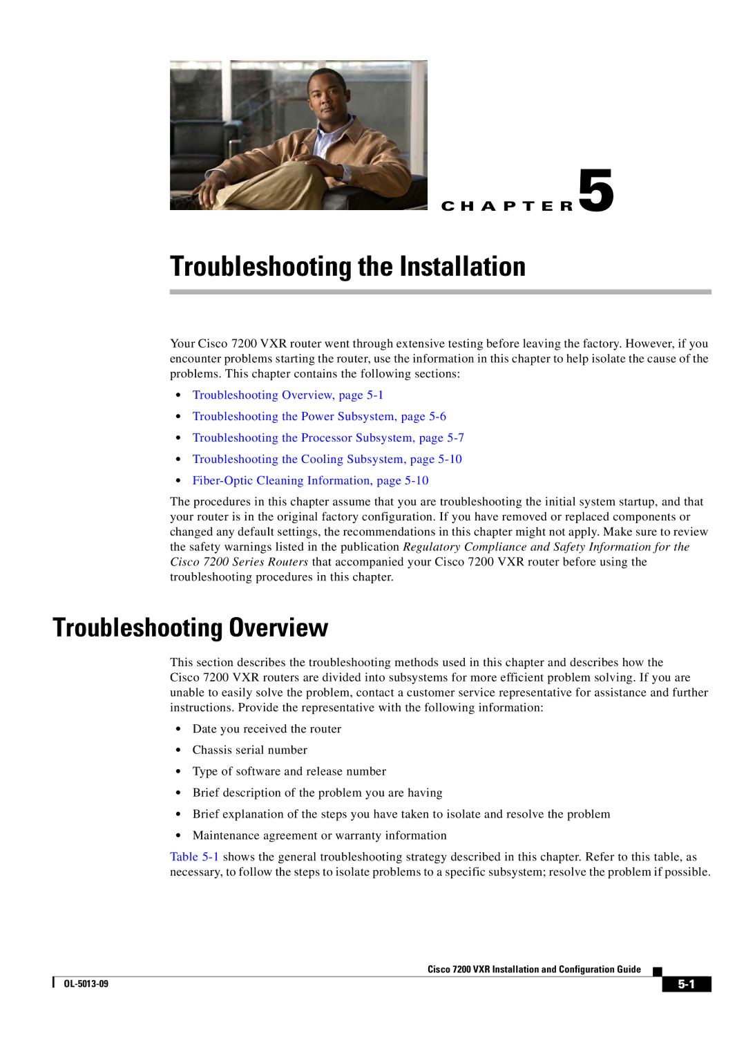 Cisco Systems 7200 VXR manual Troubleshooting the Installation, Troubleshooting Overview 