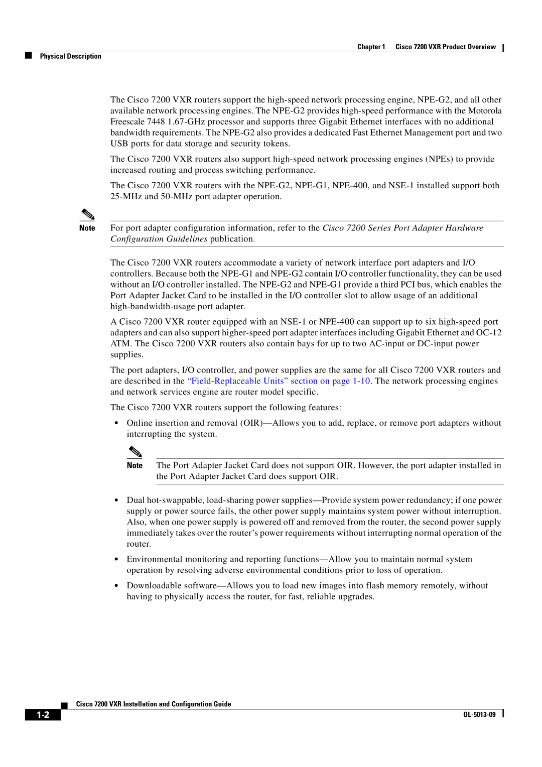 Cisco Systems manual Cisco 7200 VXR Product Overview Physical Description 