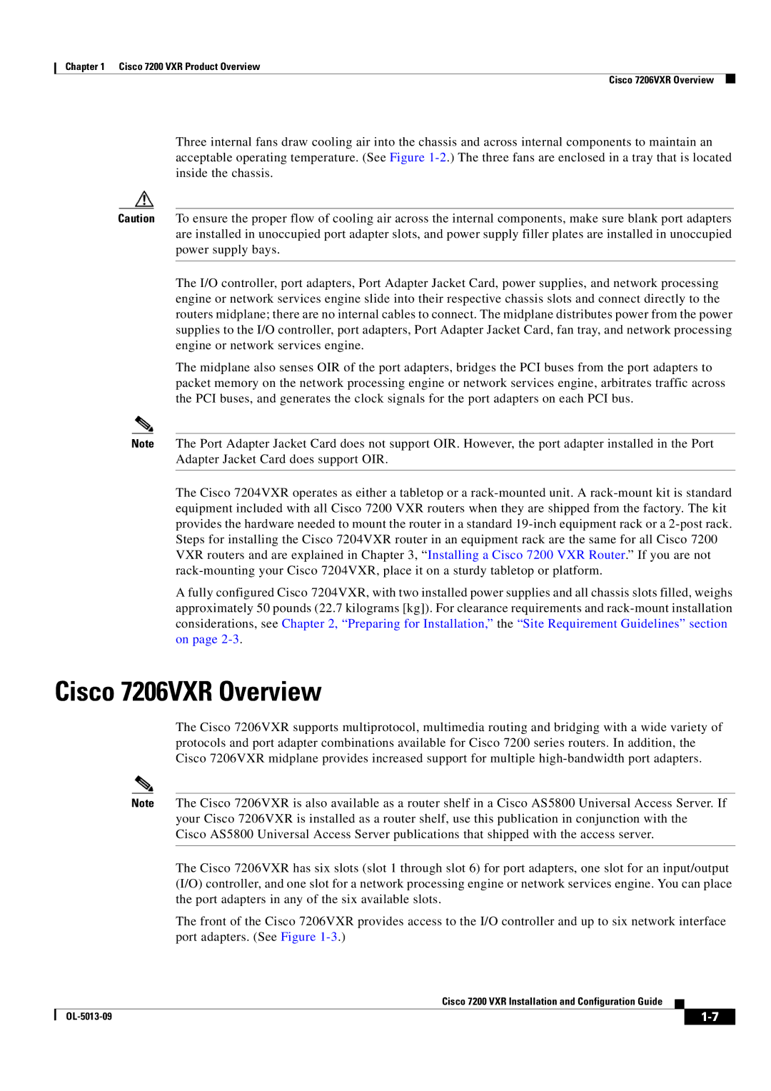 Cisco Systems 7200 VXR manual Cisco 7206VXR Overview 